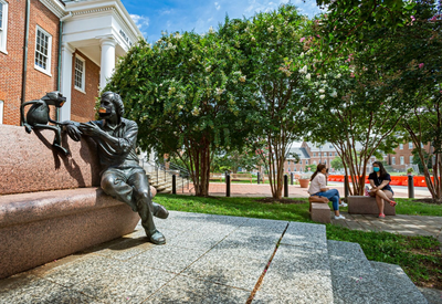 Jim Henson Statue and Memorial Garden in front of Stamp Student Union