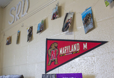 wall decorated with photos