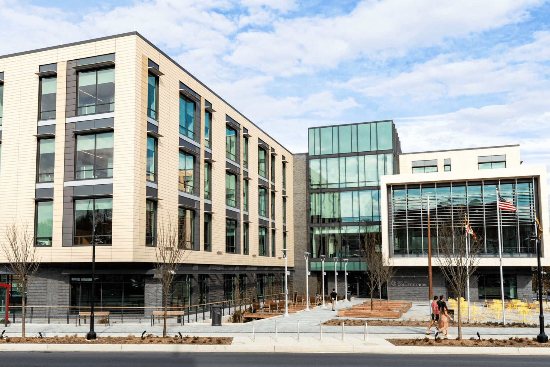 College Park City Hall along Baltimore Avenue in downtown College Park.