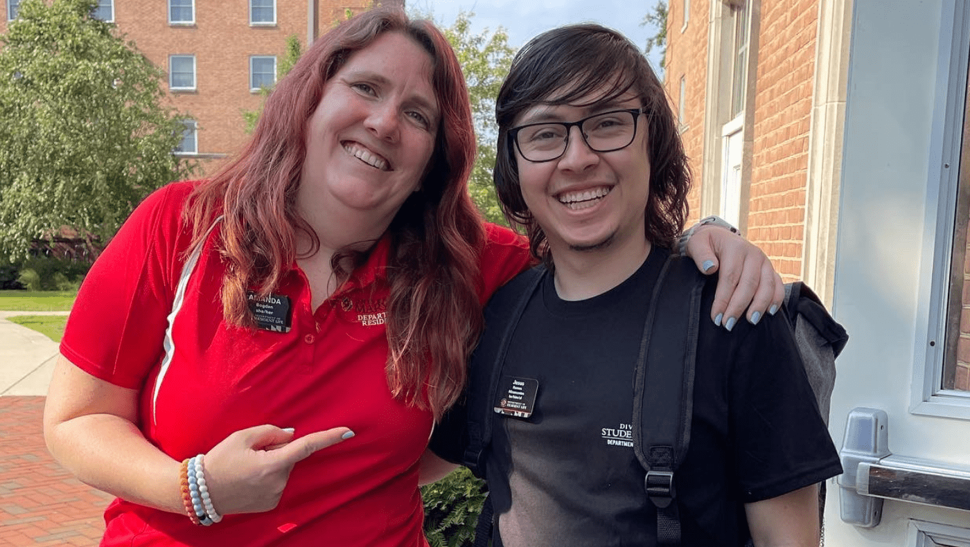 two res life staff members at move-in