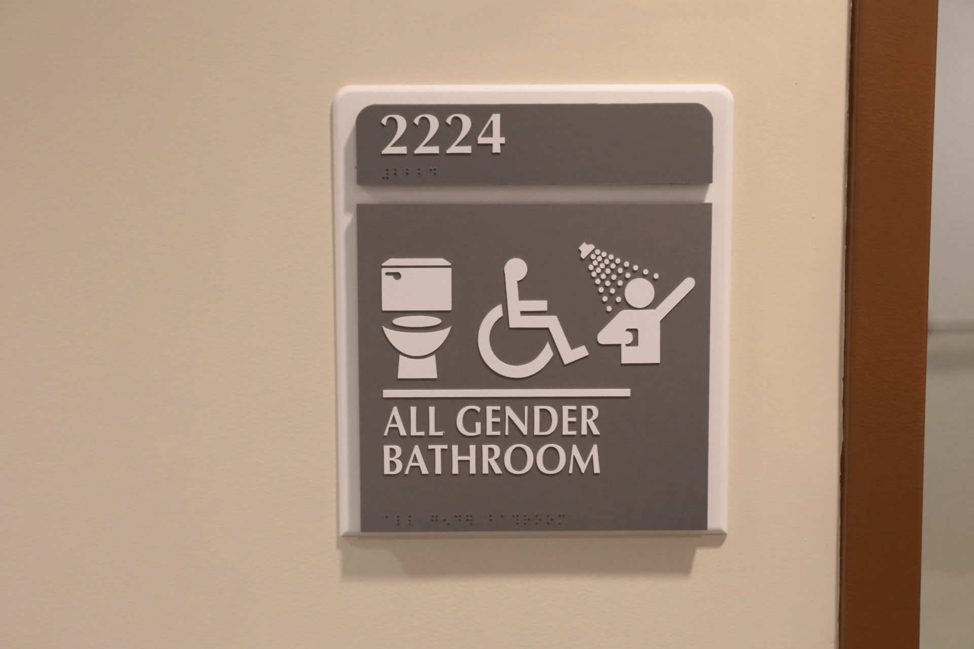 All gender bathroom sign