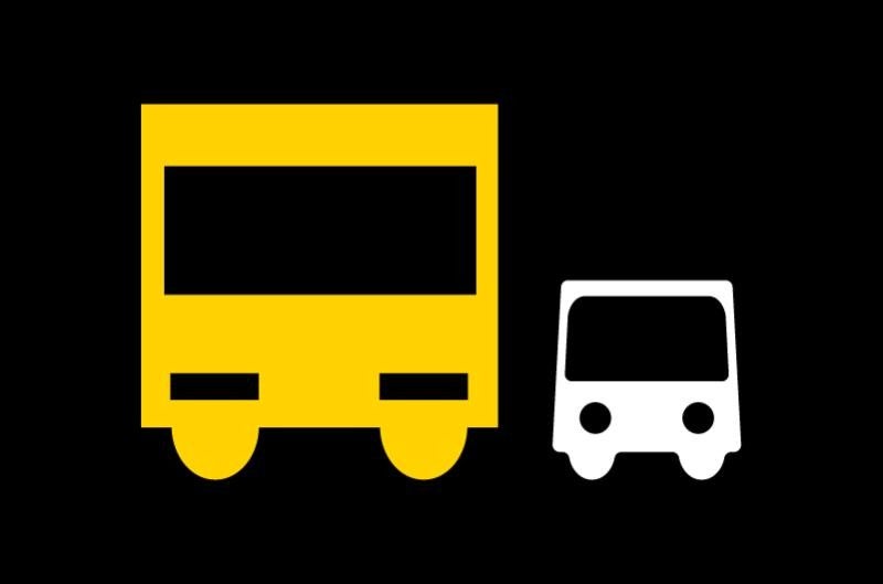 graphic of a shuttle bus and transfer vehicle.