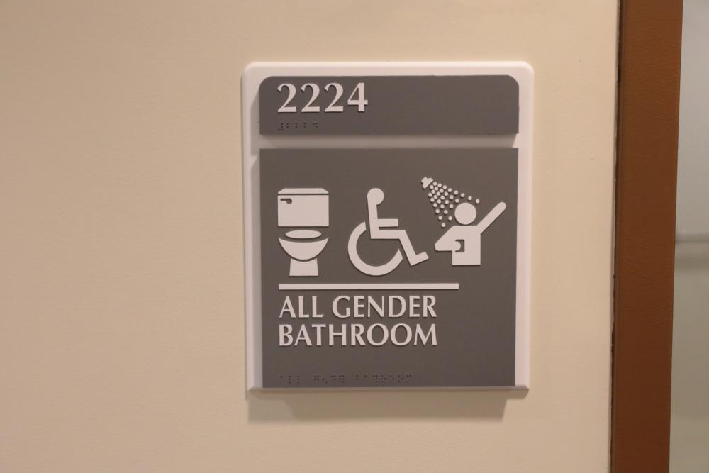 All gender bathroom sign